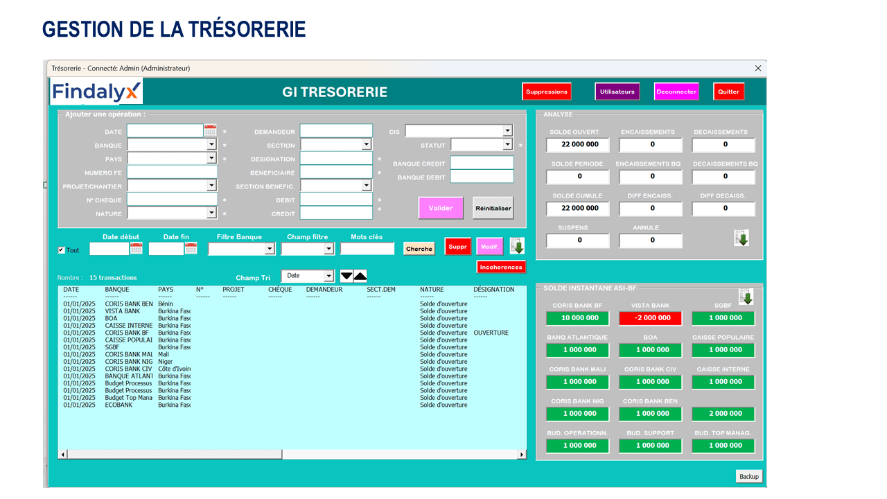 Exemple d'outil Excel construit avec les techniques de la formation